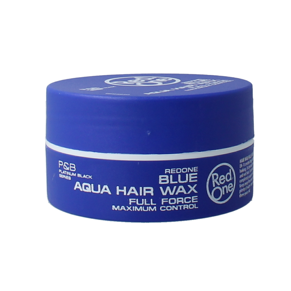 Red One Haarwax aqua blue styling wax in 150ml jar, shown with the product container and packaging.