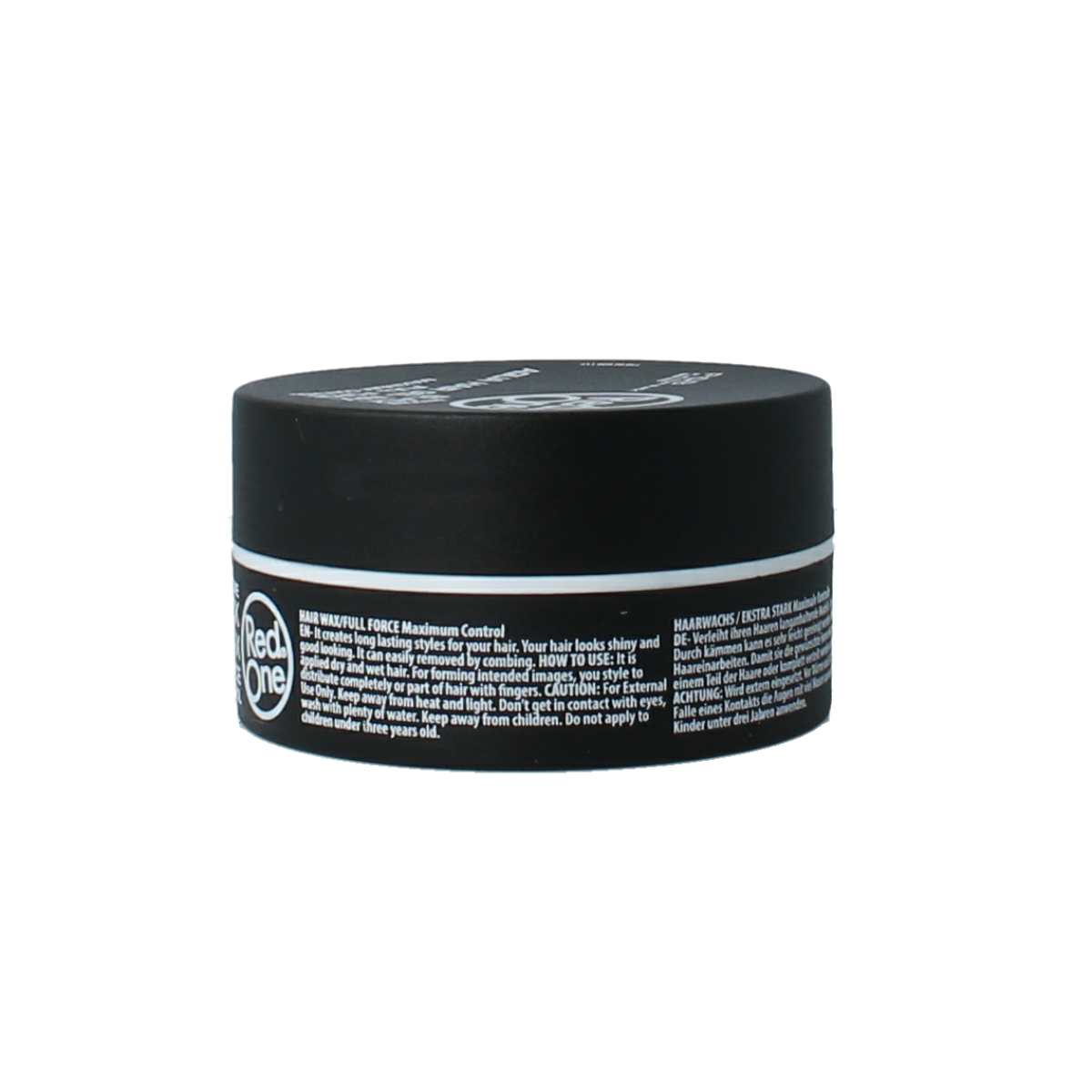 Red One Red One Haarwax Aqua Black styling wax in 150ml jar, showcasing its black, water-based formula for hair styling.