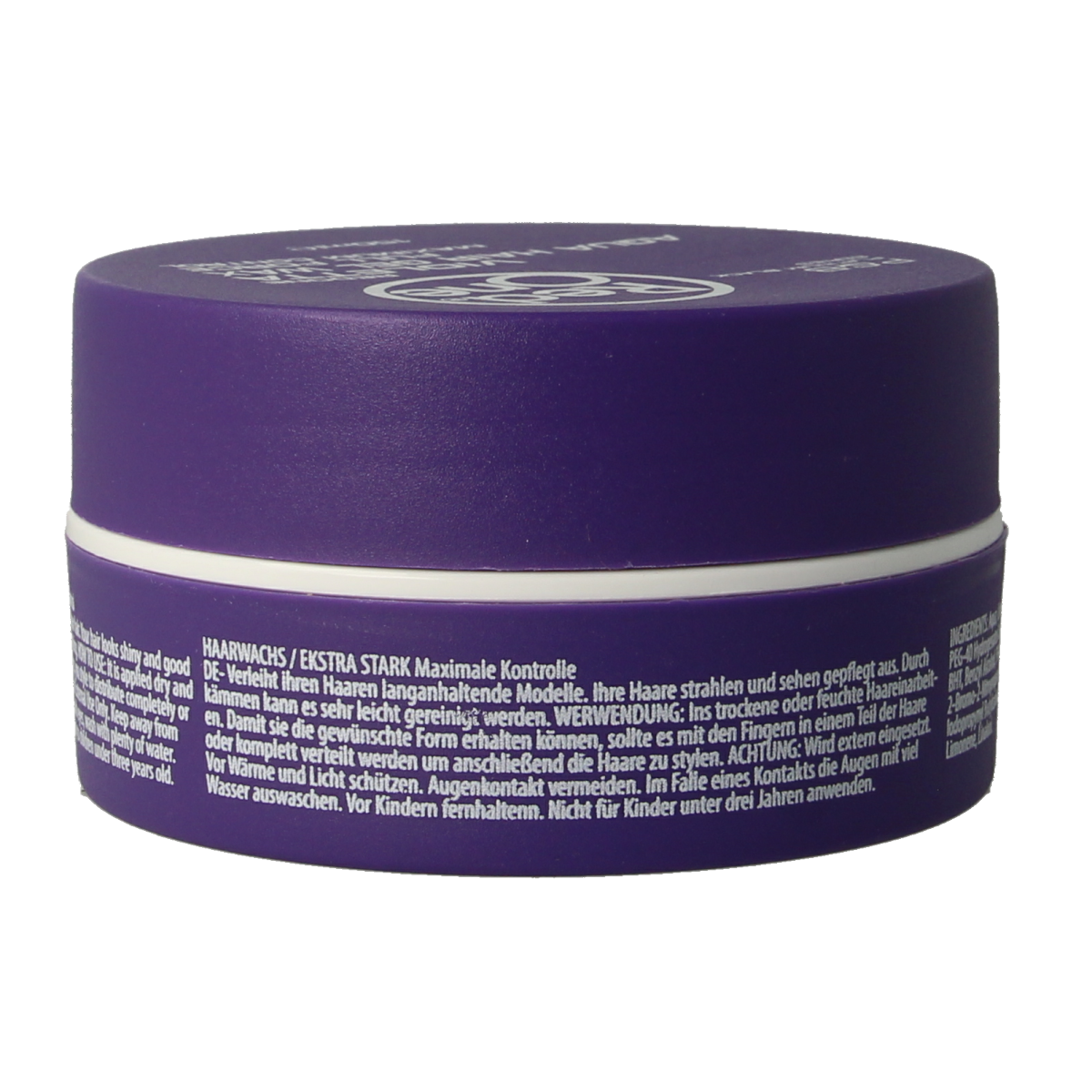 Red One Aqua Violette Haarwax styling product in 150ml jar, showcasing vibrant purple hue and hair styling texture.