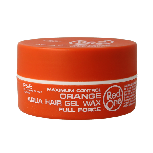 Red One Haarwax aqua orange styling product in 150ml jar, featuring vibrant orange and blue packaging for hair styling.