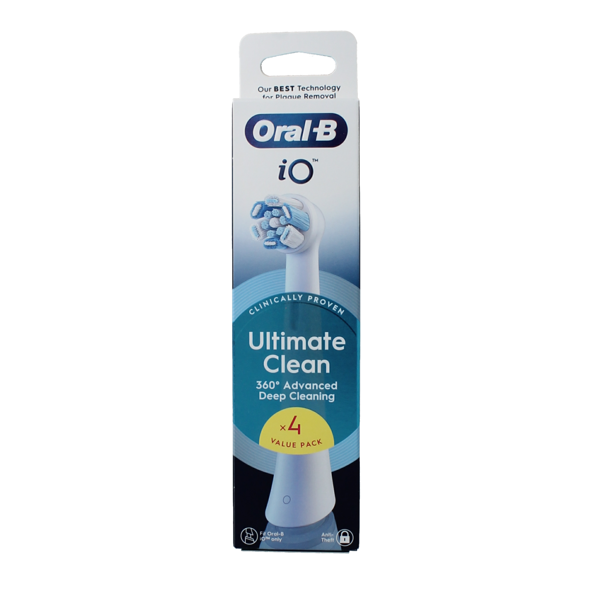 Oral B Ultimate Clean toothbrush heads pack of 4 for effective oral hygiene and deep cleaning.