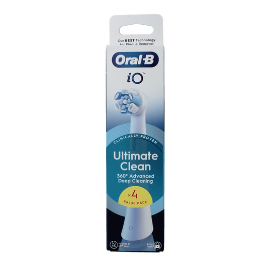 Oral B Ultimate Clean toothbrush heads pack of 4 for effective oral hygiene and deep cleaning.