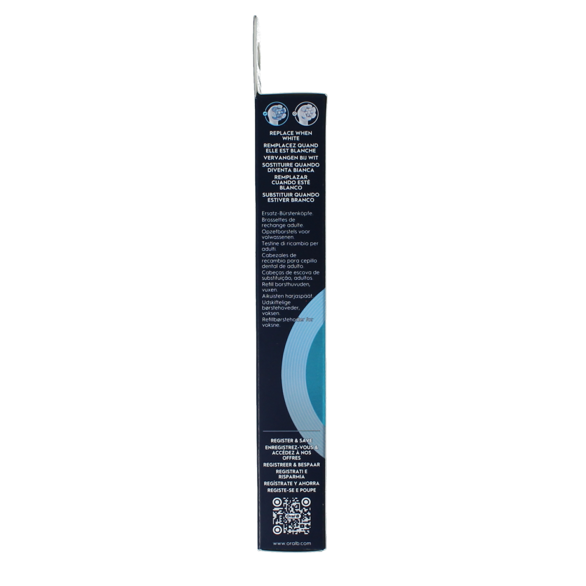 Set of four Oral B Ultimate Clean toothbrush heads, compatible with electric toothbrushes, featuring soft bristles for thorough cleaning.