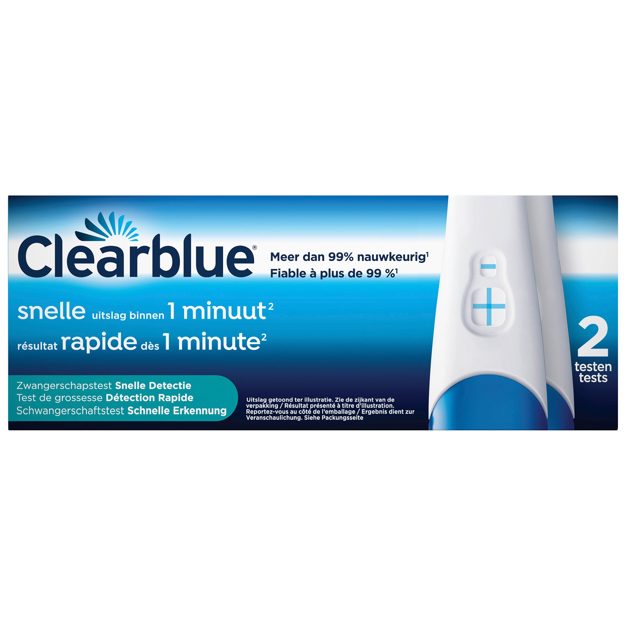 Clearblue self-testing kits, 2-pack, featuring clear instructions and testing components for accurate home health detection.