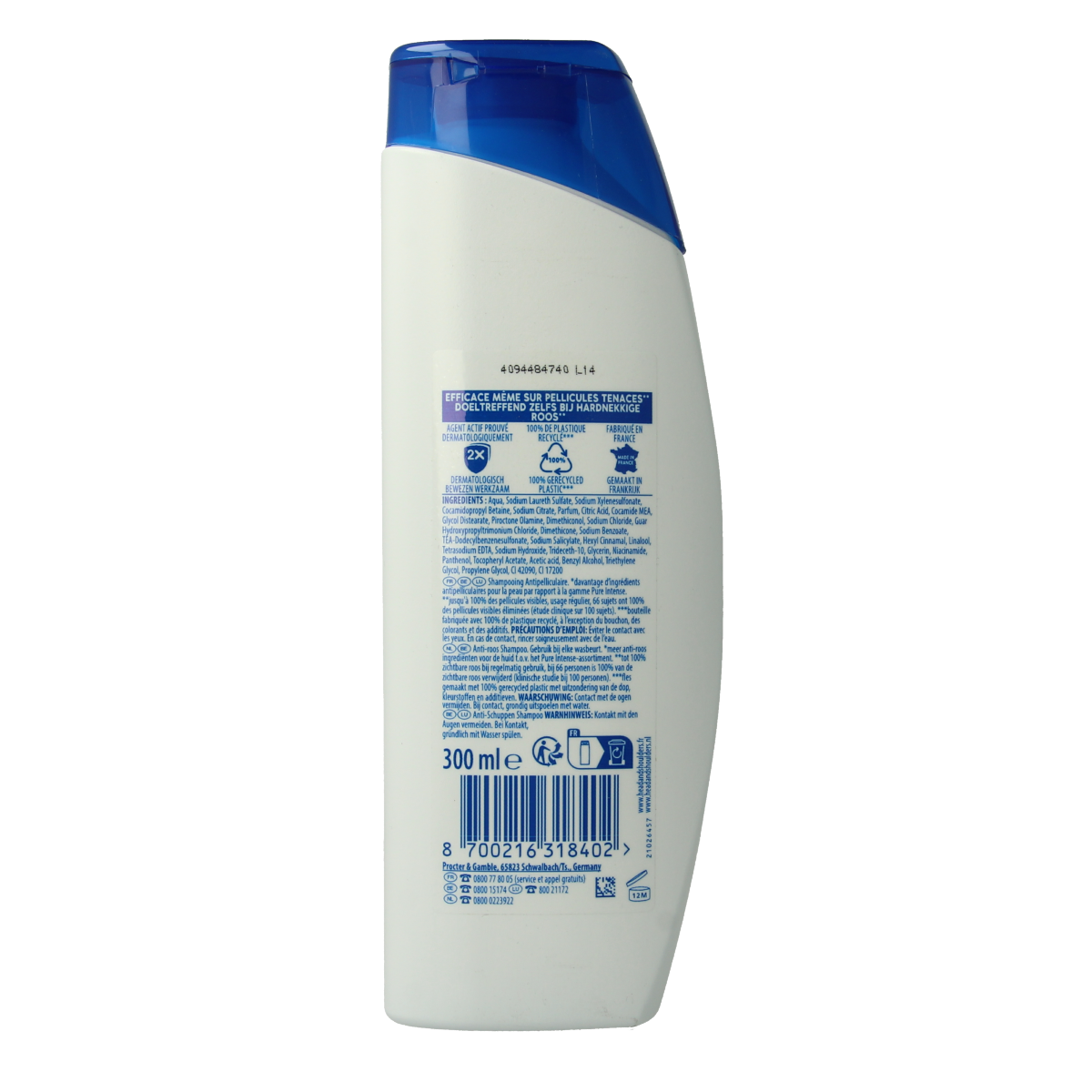 Head & Shoulders classic shampoo bottle, 300ml, for hair care and scalp health, with the brand logo on the label.