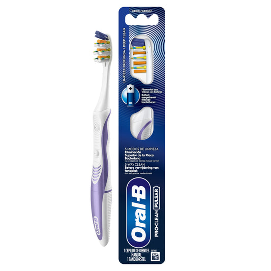 Oral B MTB Pulsar clean toothbrush, one-piece, standard size with bristles for effective teeth cleaning.