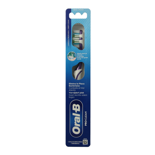 Oral B Pro 1 Clean black manual toothbrush for effective daily oral hygiene, shown in a close-up image.