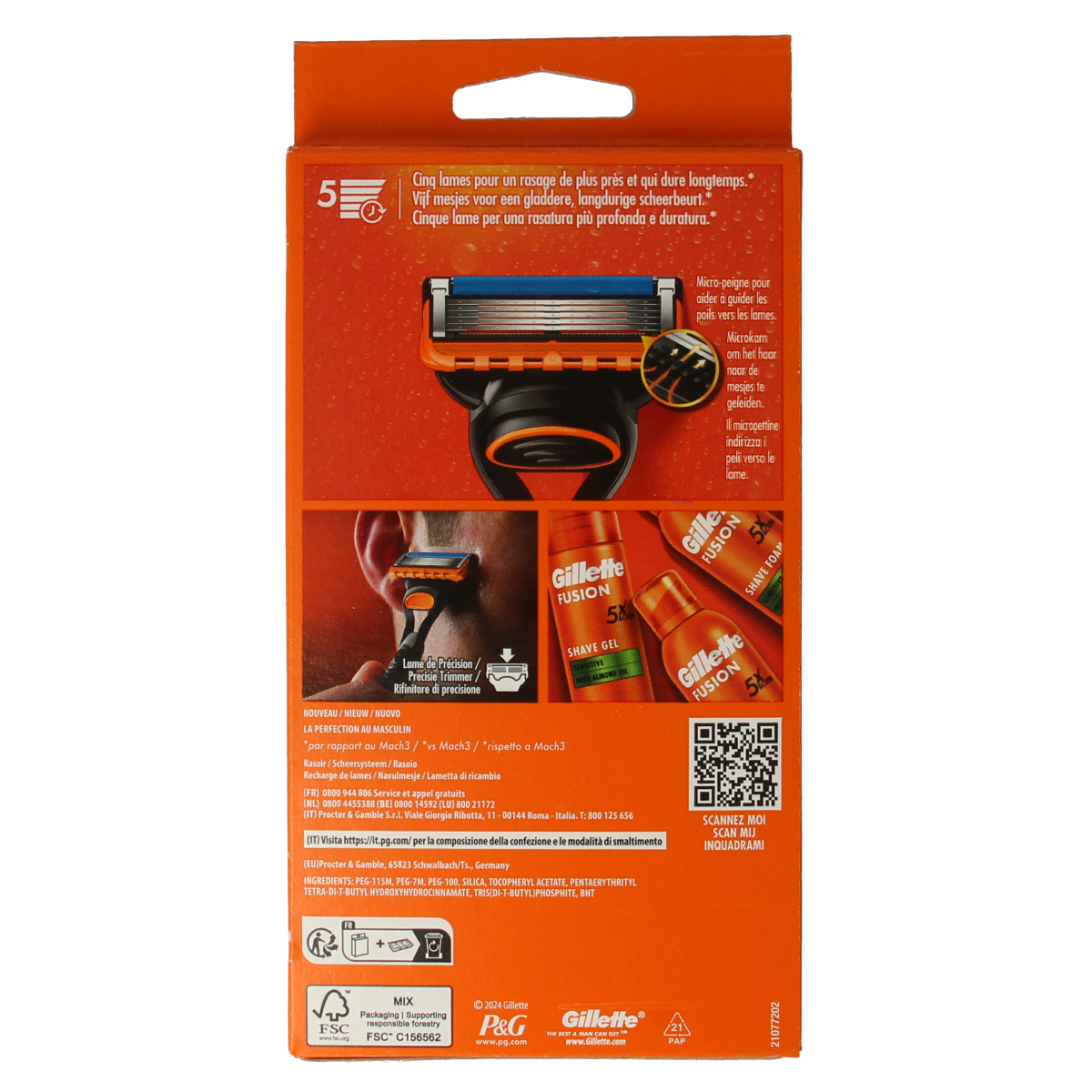 Gillette Fusion manual razors, set of 2, used for shaving, with replaceable blades and ergonomic handles.