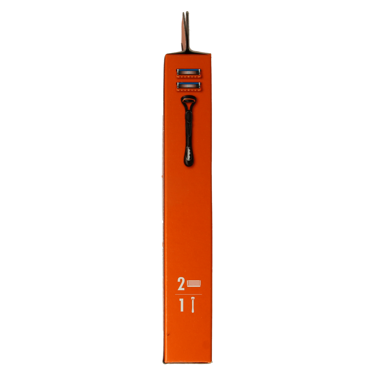 Gillette Fusion manual razor blades pack with two pieces, featuring sharp blades and ergonomic handle for precise shaving.