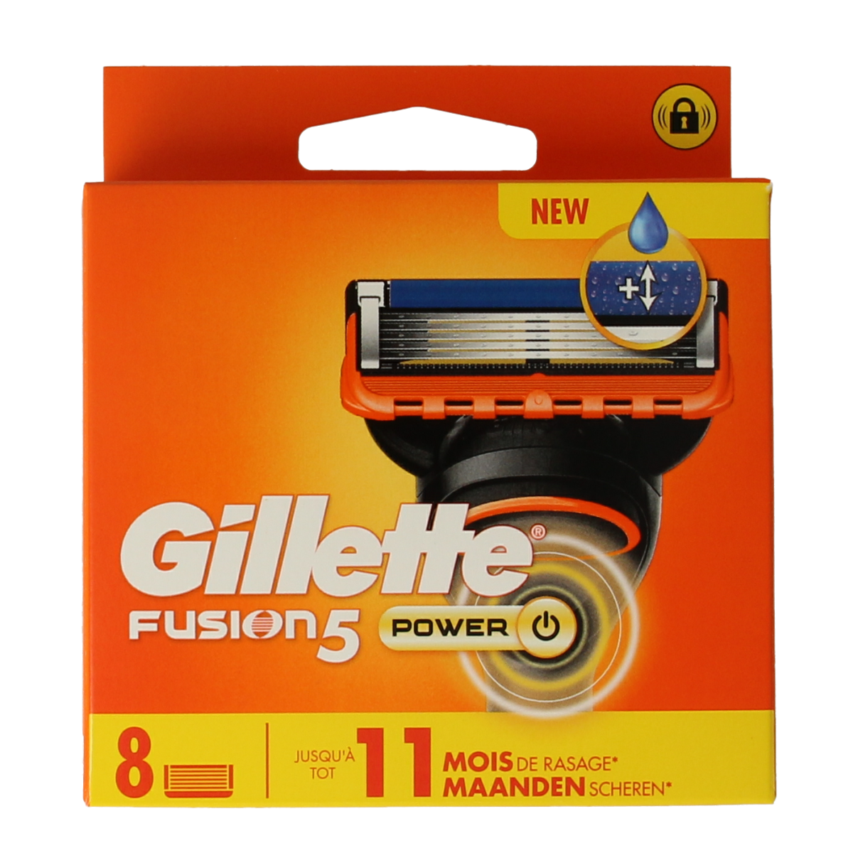 Gillette Fusion Power blades pack with eight shaving razor blades, designed for close, smooth shaves.