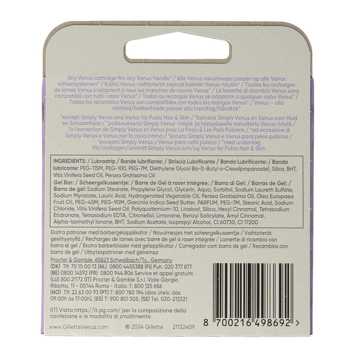 Gillette Venus ComfortGlide Breeze razor blades, 4-pack, featuring smooth shaving blades and ergonomic handle design.