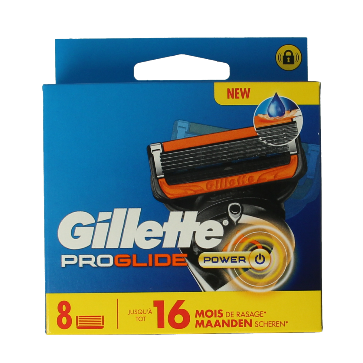 Gillette Proglide Power blades, 8-pack, high-quality shaving blades for precision shaving and smooth results.