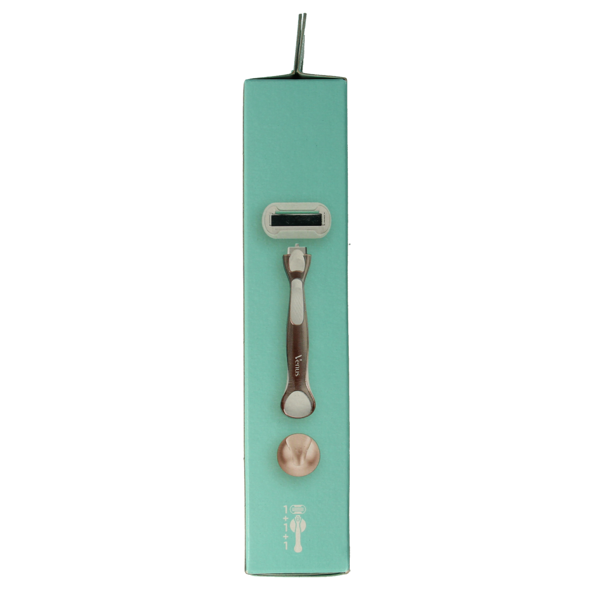 Gillette Venus Deluxe Smooth Sensitive Rosegold razor with one handle, designed for gentle hair removal and sensitive skin.