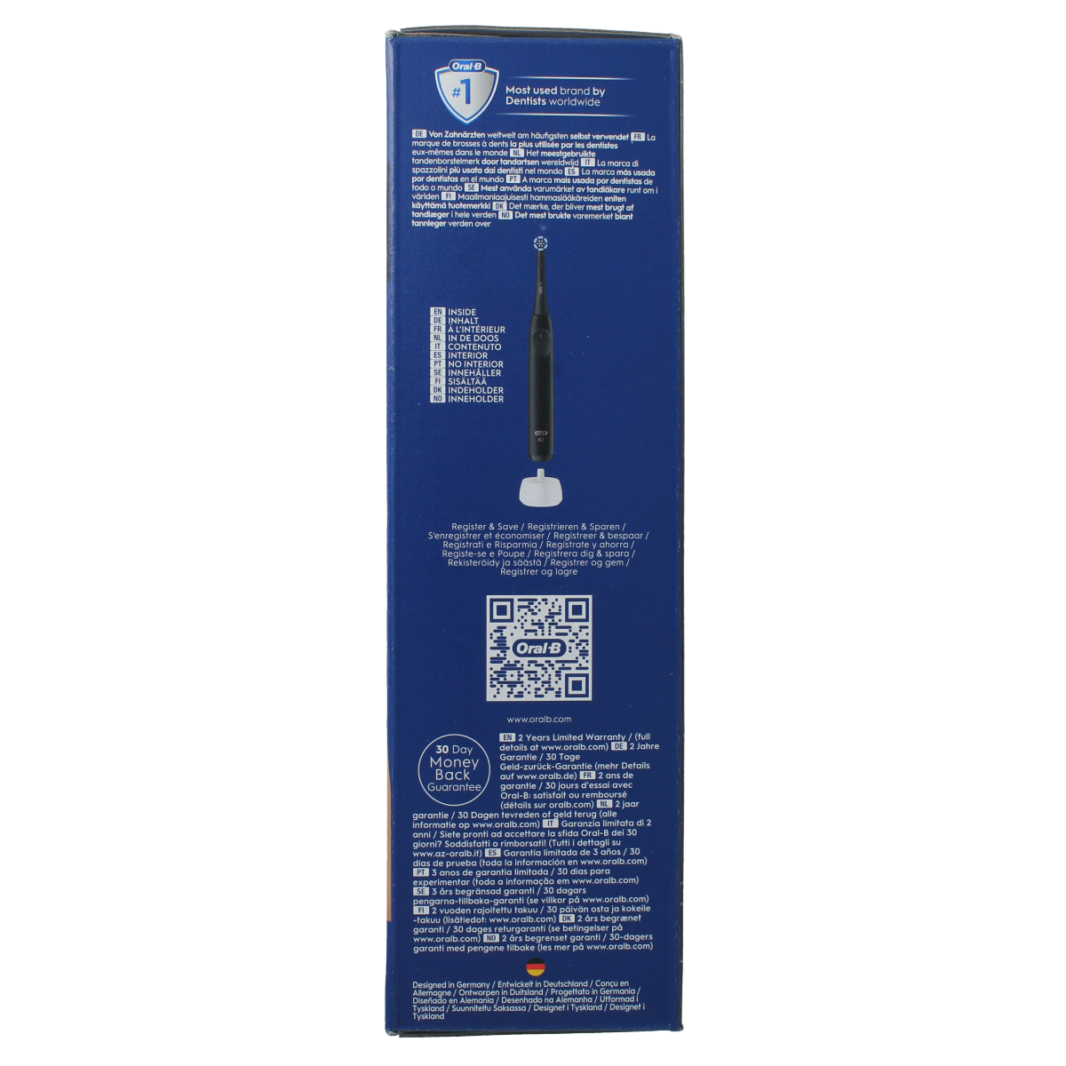 Oral B IO2 Black electric toothbrush with black handle and brush head, shown on a white background.