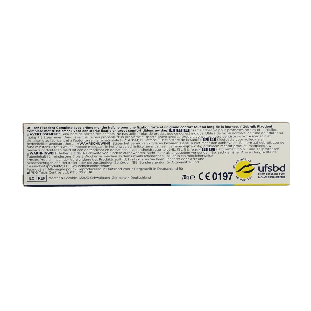 Fixodent Complete original fresh denture adhesive paste in 70g tube, for secure and comfortable denture fit.