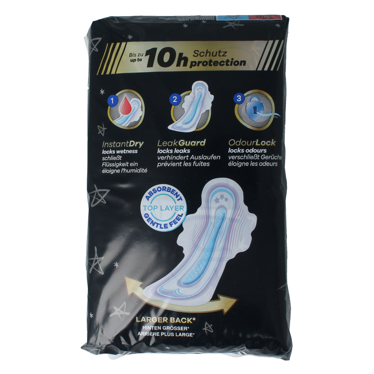 Always Ultra Secure Night pads giga pack, 22 count, feminine hygiene product for women, in sealed packaging.
