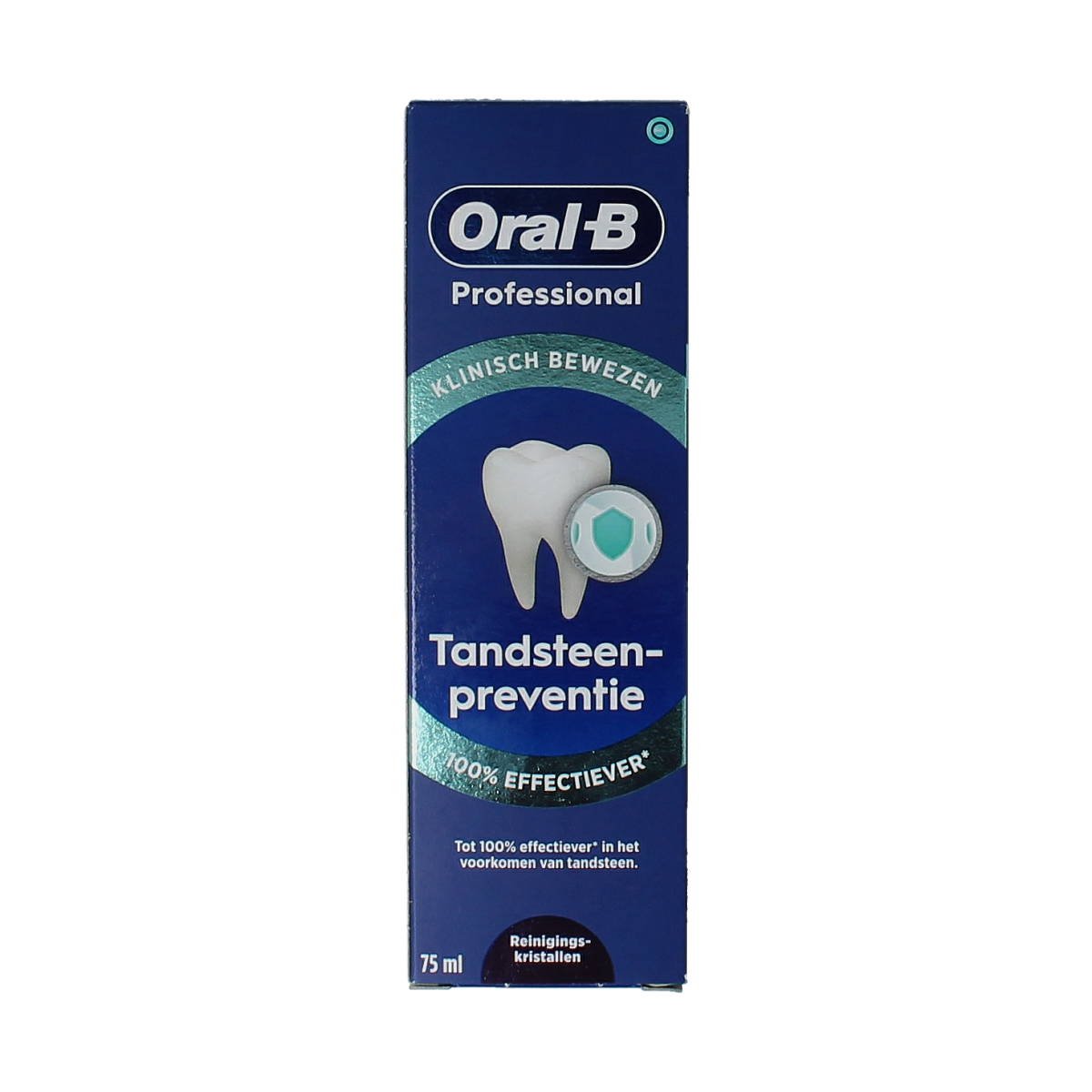 Oral B professional toothpaste for tartar control in a 75ml tube, designed to promote healthy teeth and fresh breath.