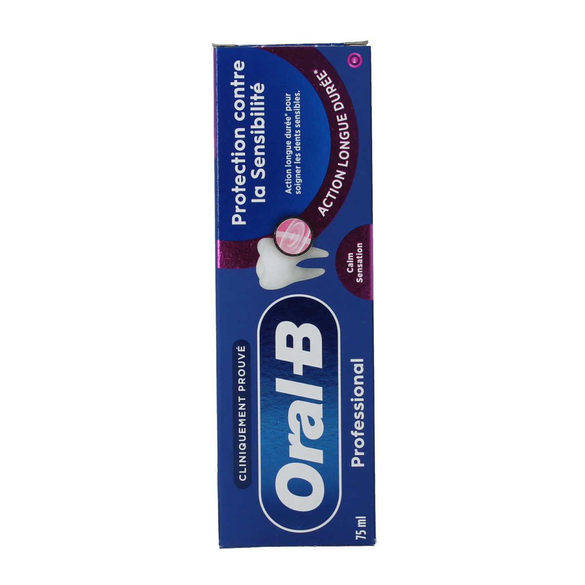 Oral B Professional Calming Sensitive Protect toothpaste in 75ml tube, designed for sensitive teeth and oral care.