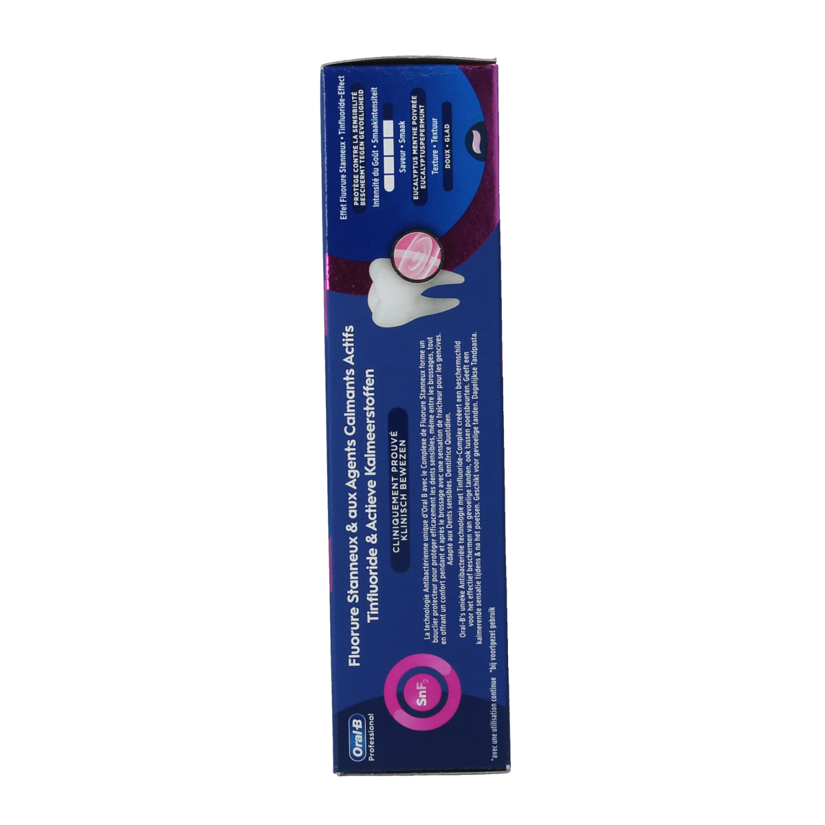 Oral B professional calming sensitive toothpaste in a 75ml tube, designed for sensitive teeth and oral protection.