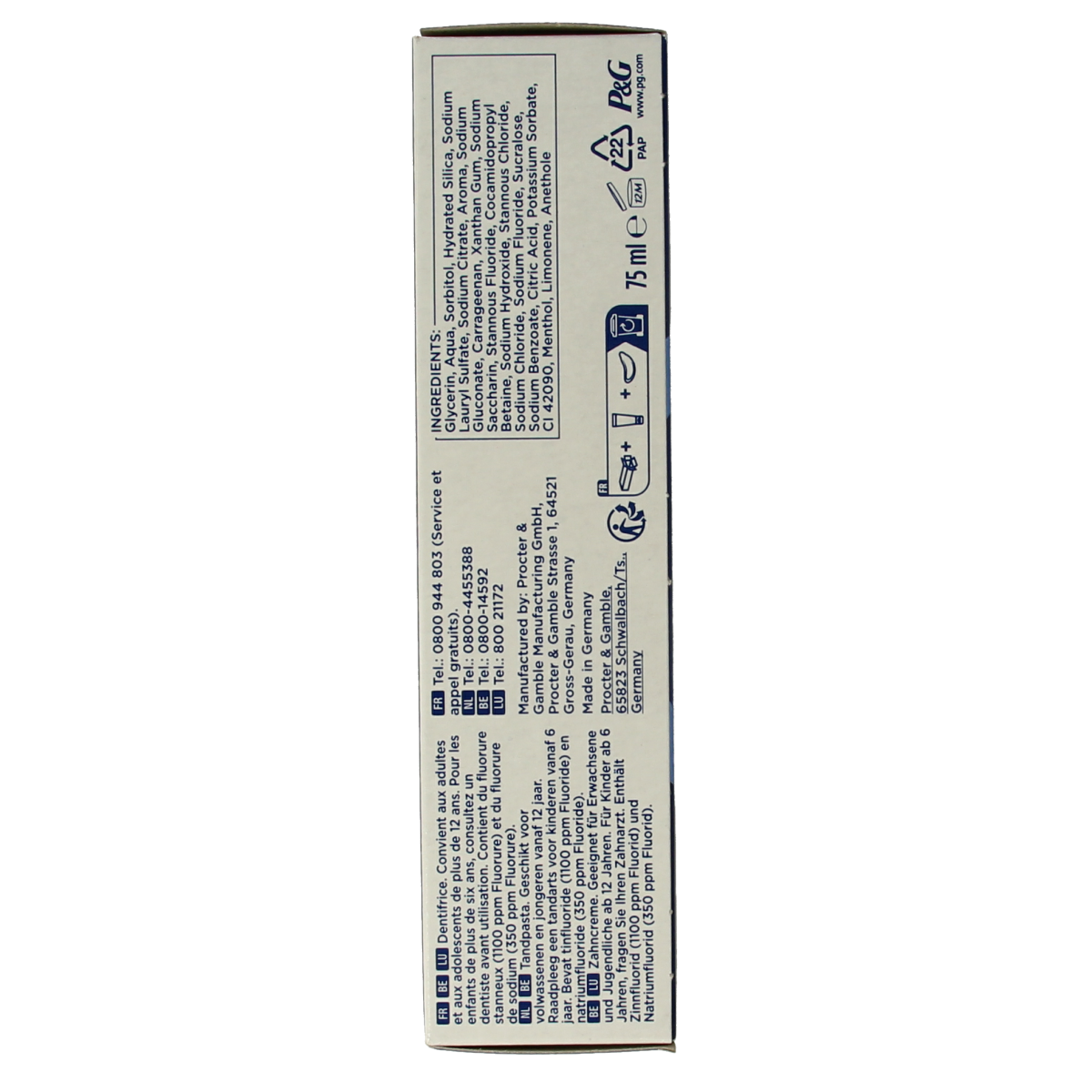 Oral B professional enamel strength clean mint toothpaste in a 75ml tube, featuring a white and green packaging design.