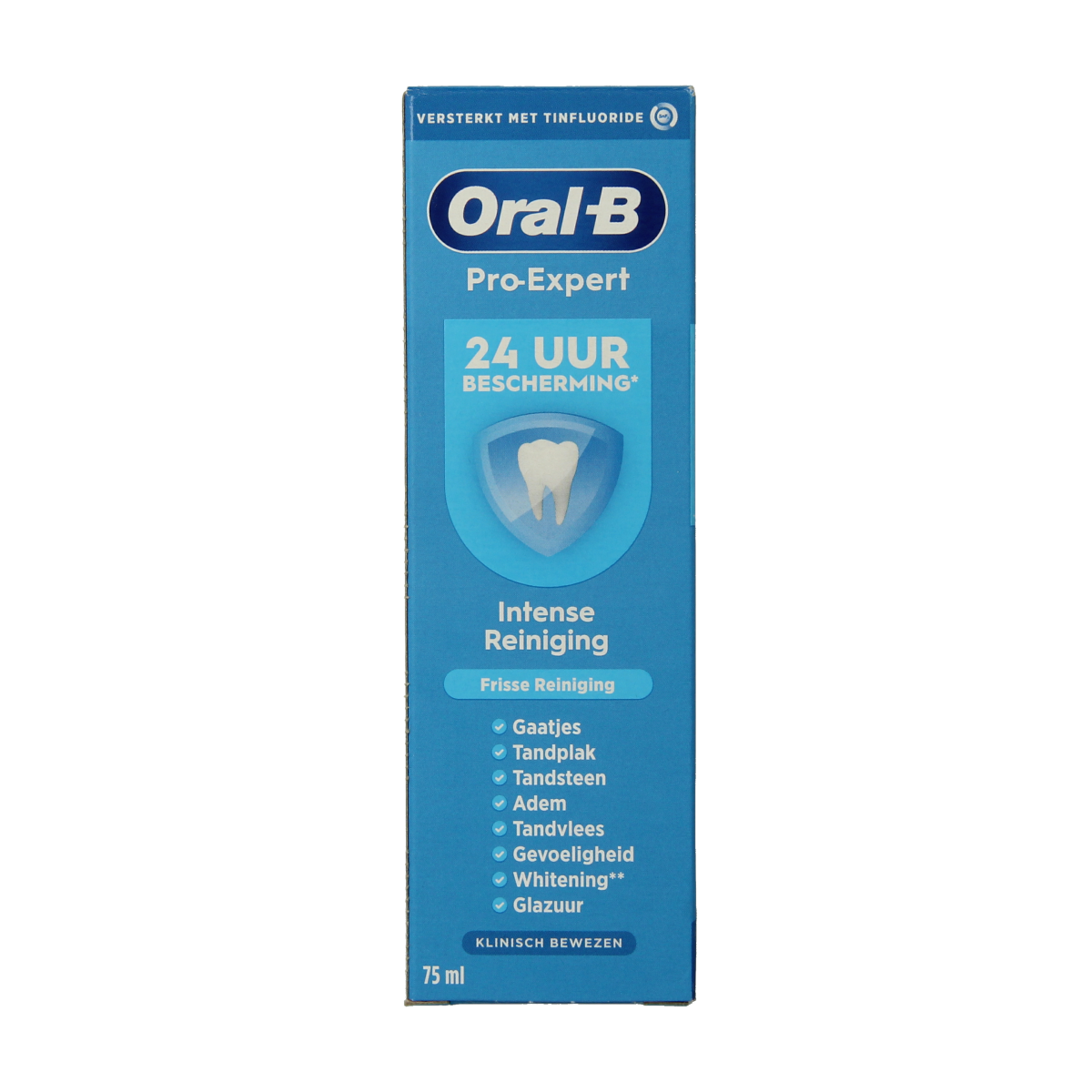 Oral B Pro-Expert Intense Reiniging toothpaste in a 75ml tube for effective dental cleaning and oral health.
