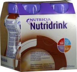 Nutridrink Chocolade medical diet nutrition drink, 200ml bottles, pack of four, creamy chocolate flavor for specialized dietary needs