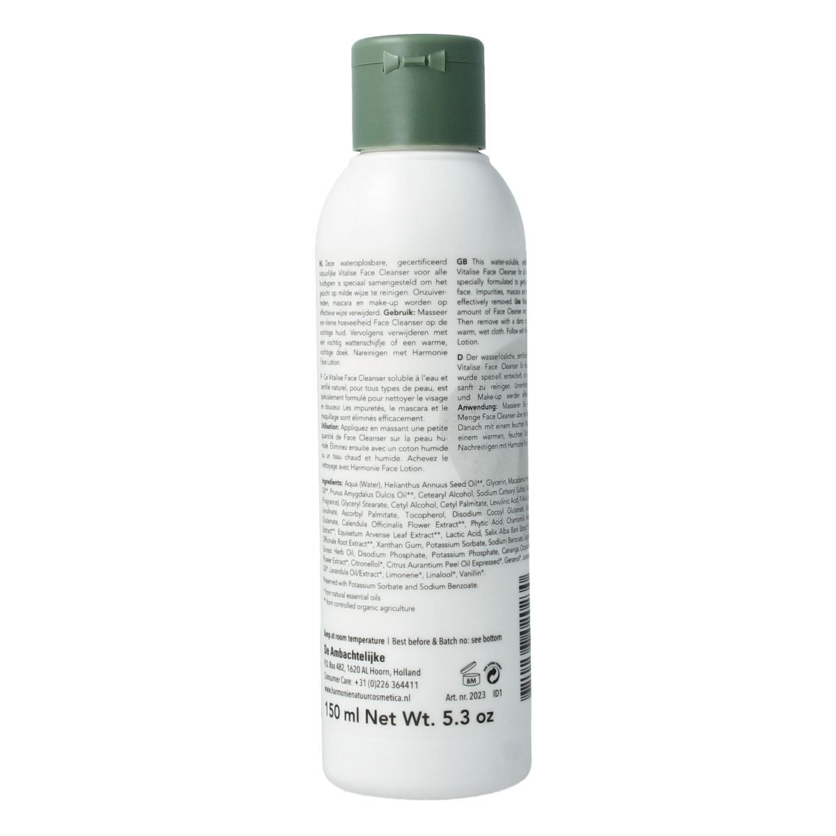 Harmonie Reinigingsmelk for all skin types in a 150ml bottle, gentle facial cleansing product from Harmonie.