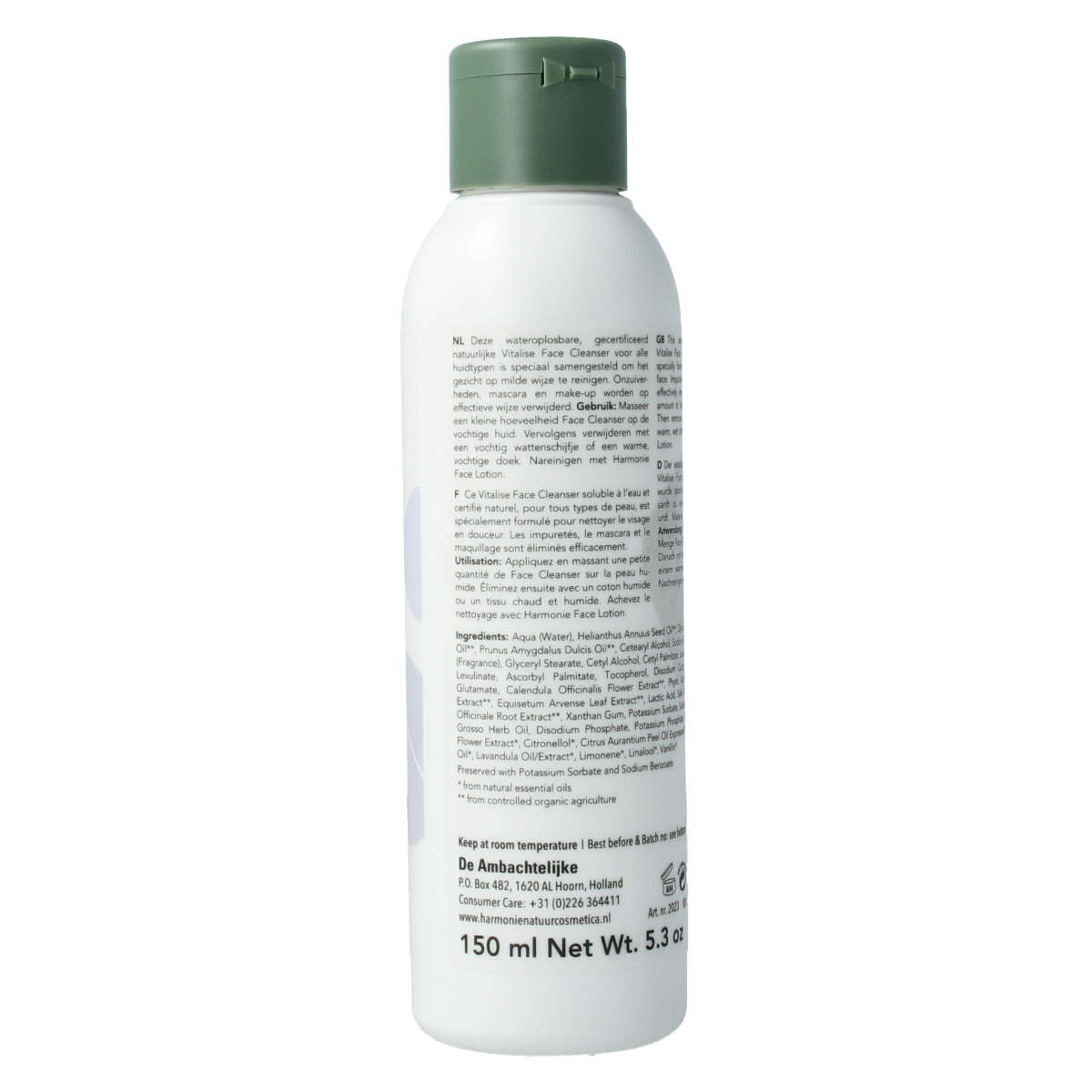 Harmonie Reinigingsmelk voor elk huidtype, gezichtsverzorging in 150 ml fles, zachte huidreiniging en verzorging
