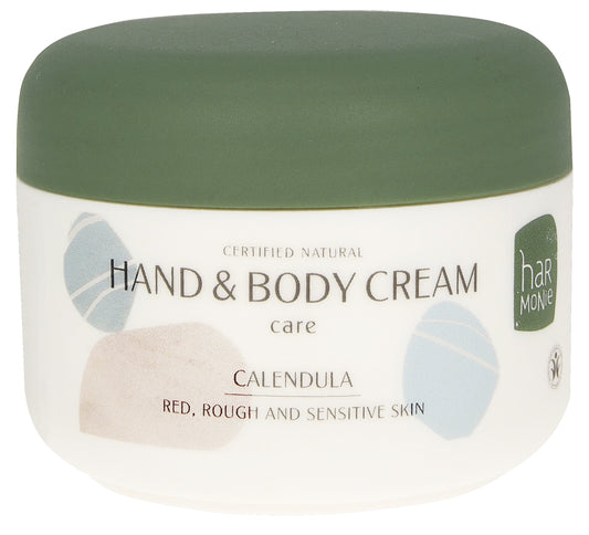 Harmonie Hand & Body Cream in 110ml jar, nourishing body care product with soft, creamy texture and soothing scent.