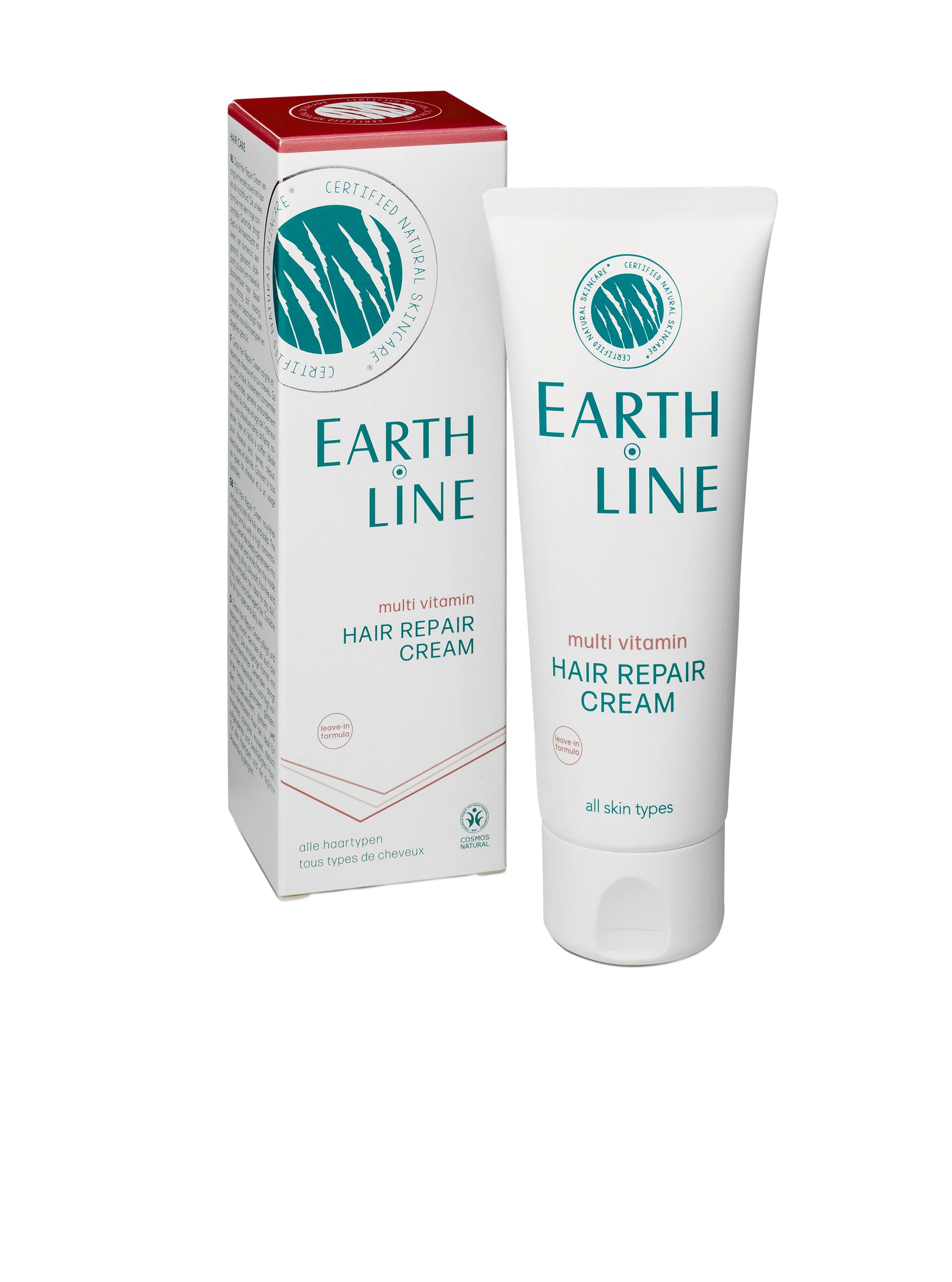 Earth Line multi-vitamin hair repair cream in 75ml jar, nourishing hair care product for healthy, shiny hair.