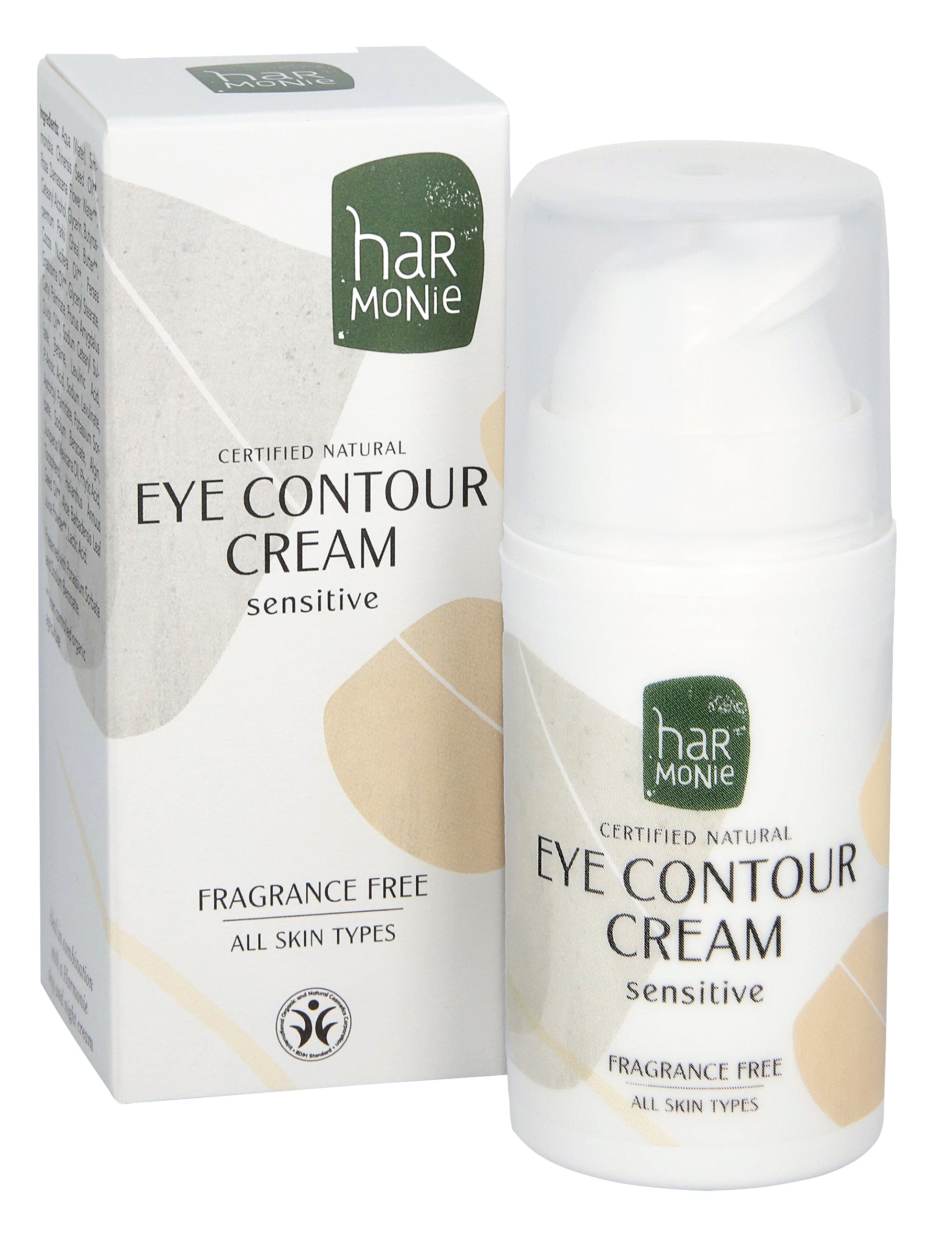 Harmonie Eye Contour Cream Sensitive in 15ml jar, gentle eye care product for sensitive skin, visible cream in container