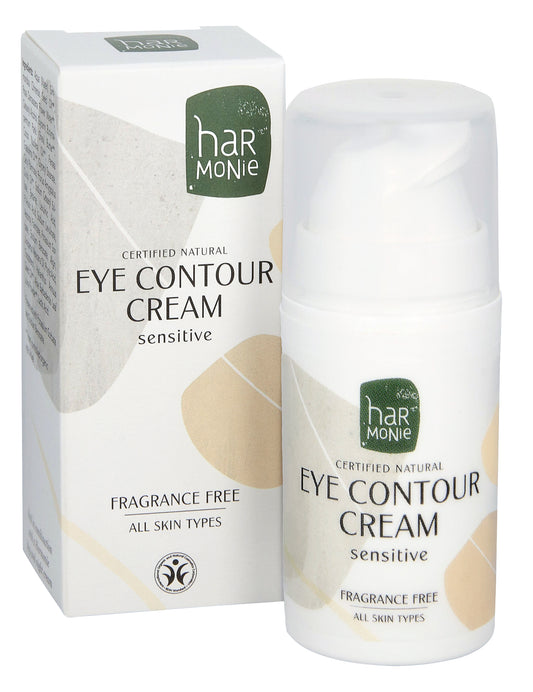 Harmonie Eye Contour Cream Sensitive in 15ml jar, gentle eye care product for sensitive skin, visible cream in container
