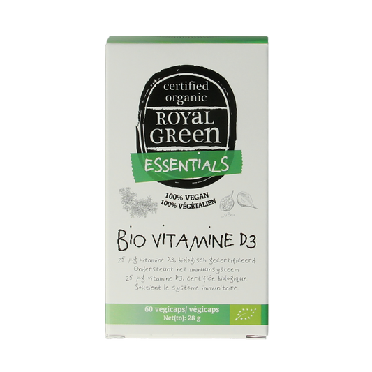 Royal Green Vitamin D3 bio vegetarian capsules, dietary supplement, 60 count, natural vitamin D3 supplement from Royal Green.