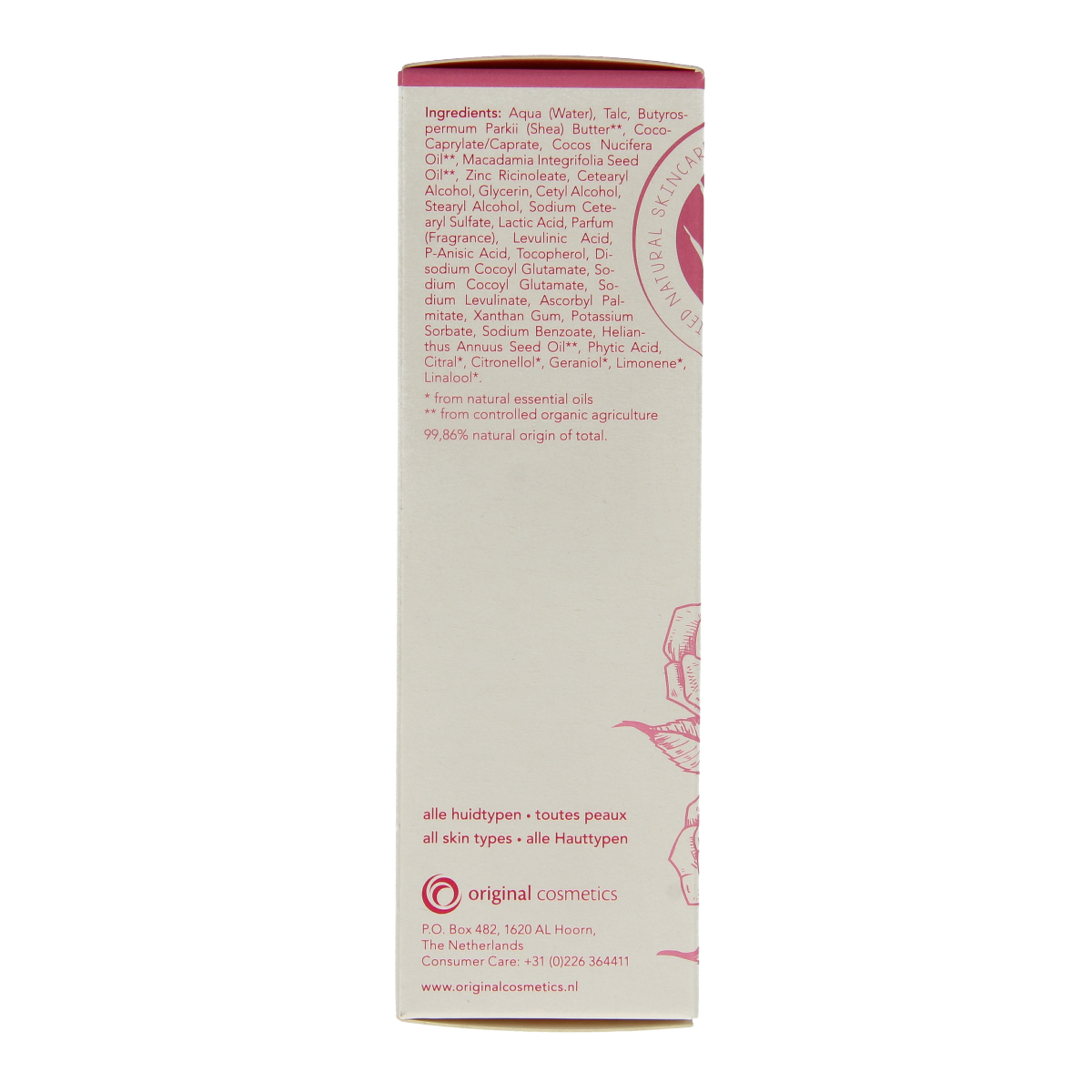 Earth Line long-lasting rose deodorant 50ml, natural deodorant stick with floral rose scent, in sleek container.
