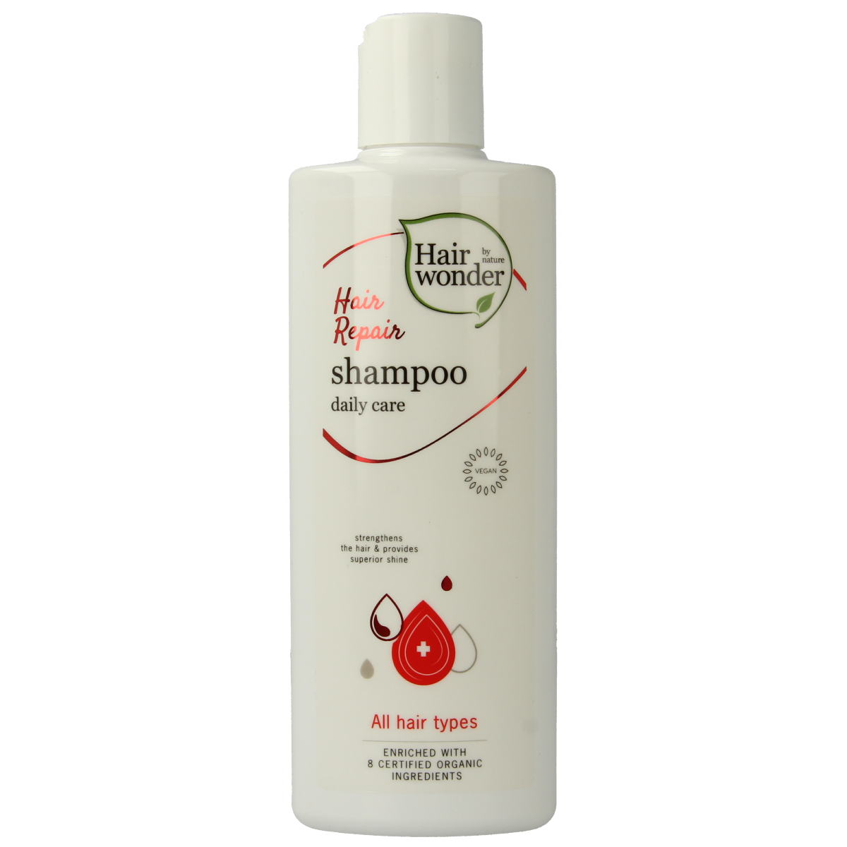Hairwonder Hair Repair Shampoo 200ml bottle with label, showcasing nourishing hair care product for damaged hair.