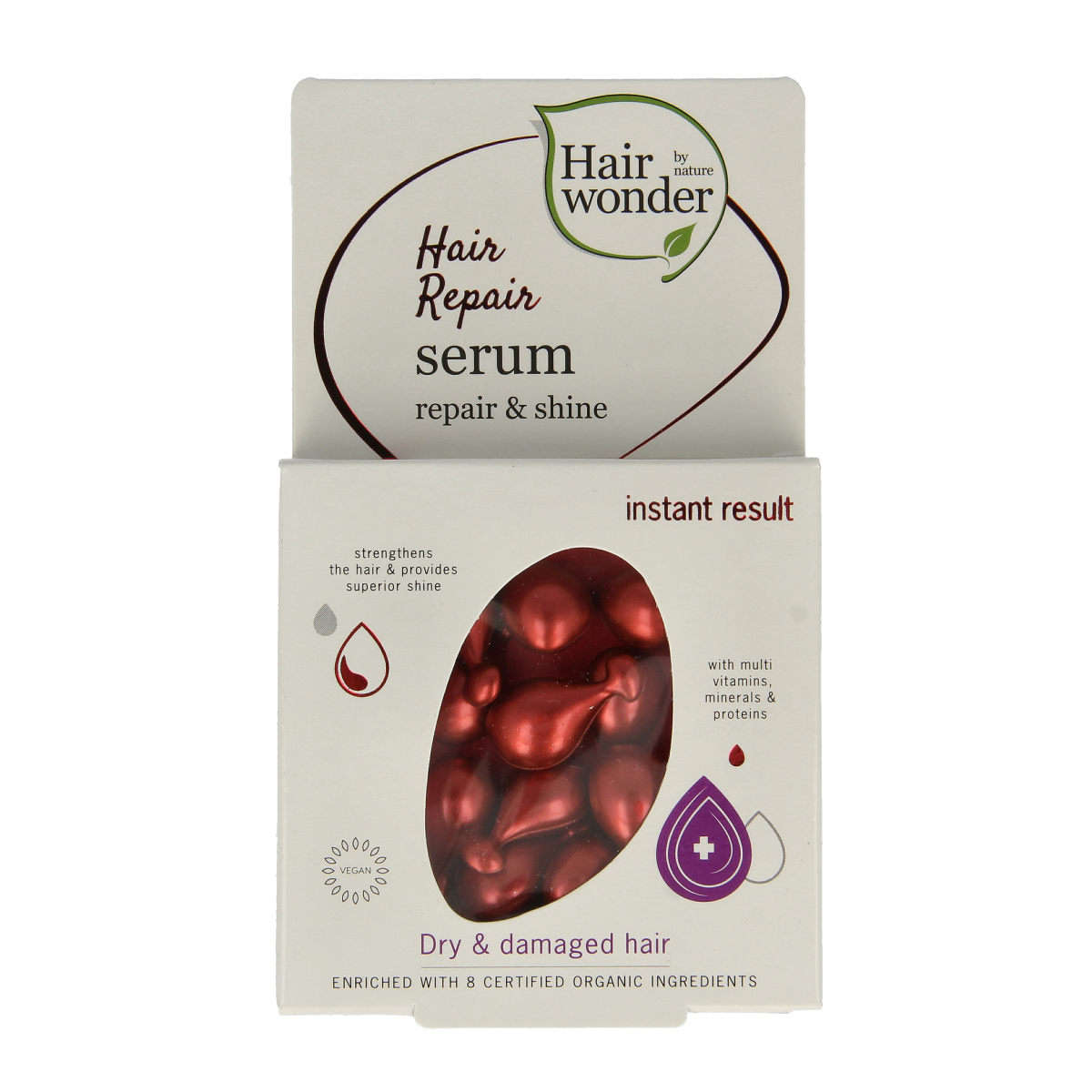 Hairwonder Hair Repair Serum Capsules, 14-count, Haarstyling capsules for nourishing and repairing damaged hair.