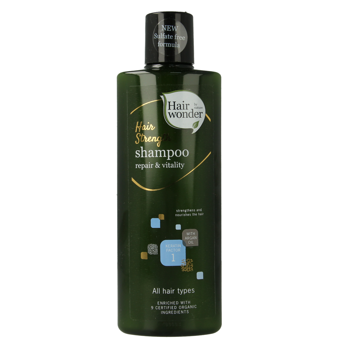 Hairwonder Hair Strength Shampoo 200ml bottle with sleek packaging, designed for strengthening and nourishing hair care.