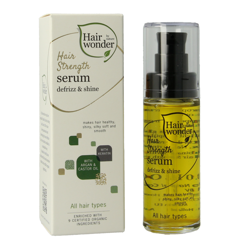 Hairwonder Hair Strength Serum in 30ml bottle, nourishing hair treatment with a clear dropper for healthy, strong hair.