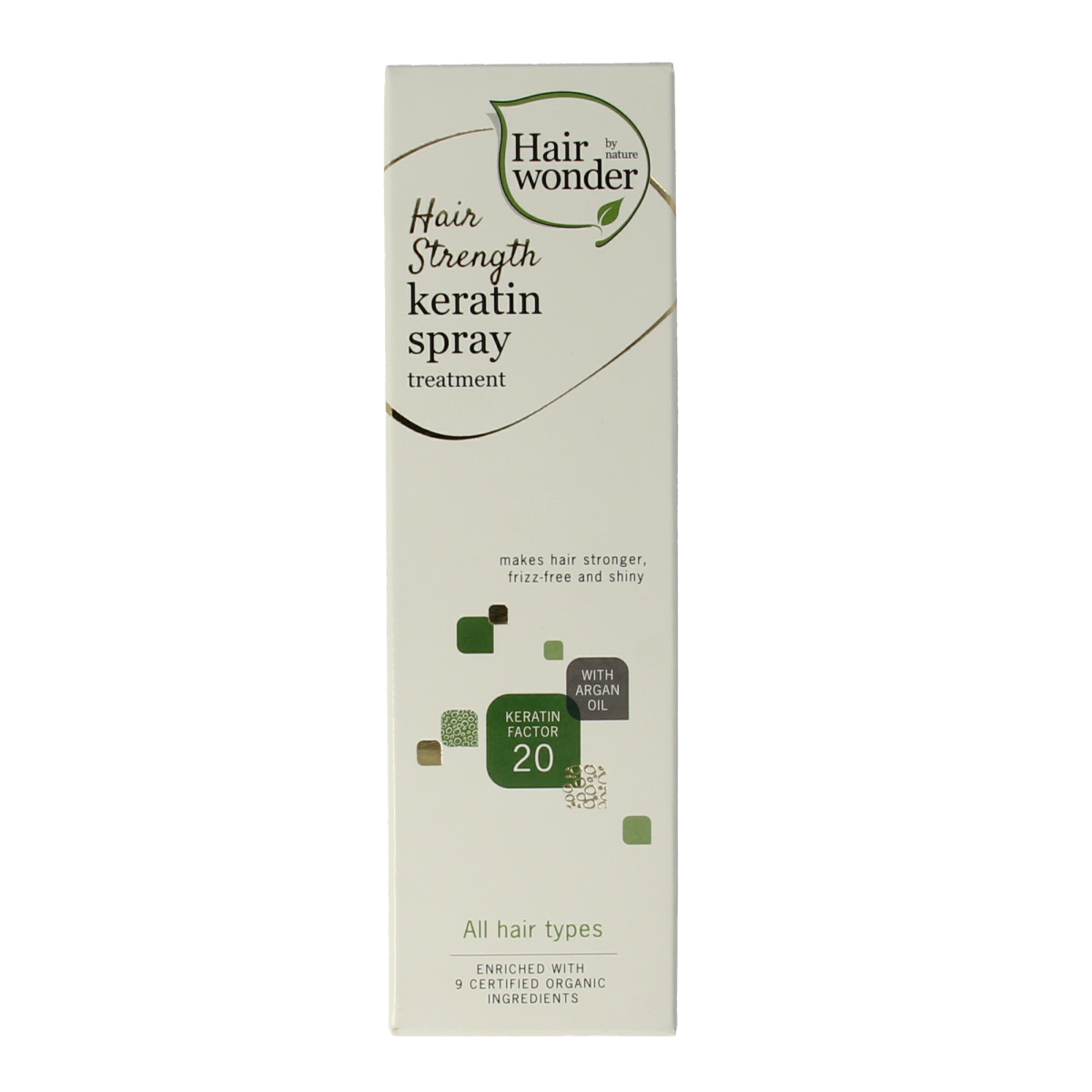 Hairwonder Hair Strength Keratin Spray 50ml, nourishing hair treatment in a spray bottle for damaged or weak hair.