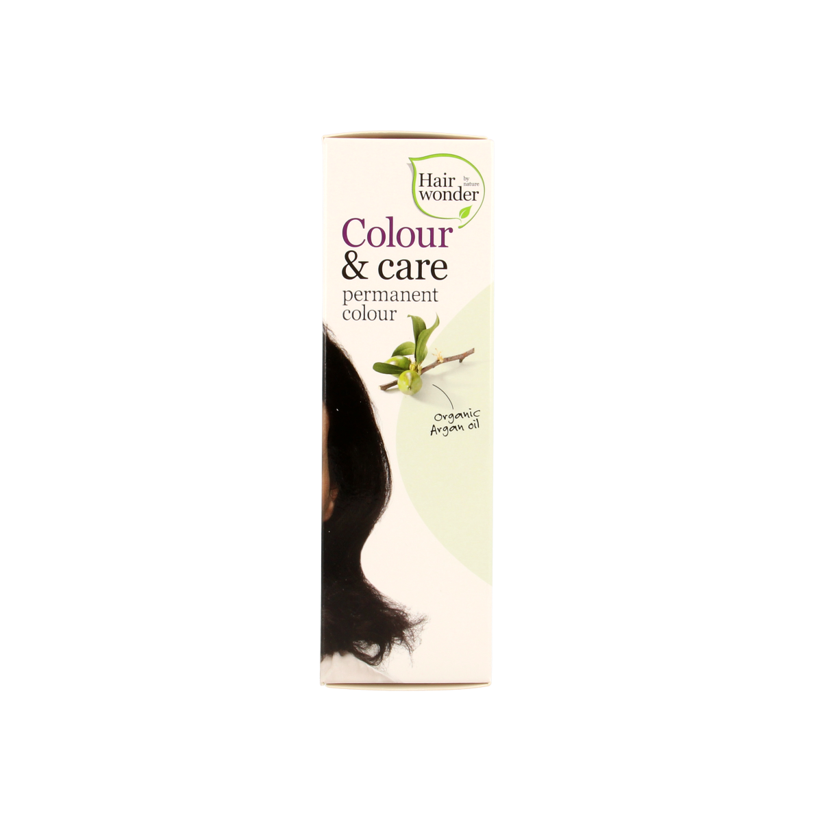Hairwonder Colour & Care black hair dye bottle, 100ml, with black cap and product label visible for hair coloring.