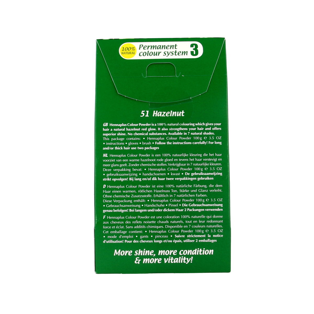 Henna Plus Colour powder 51 Hazelnut for hair coloring, 100 grams, natural hair dye in a resealable package
