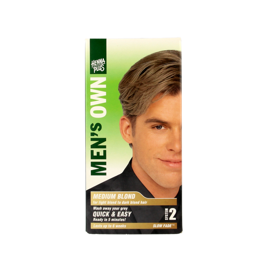 Men's Own medium blond hair coloring tube, 80ml, with packaging visible, suitable for men's hair dyeing.