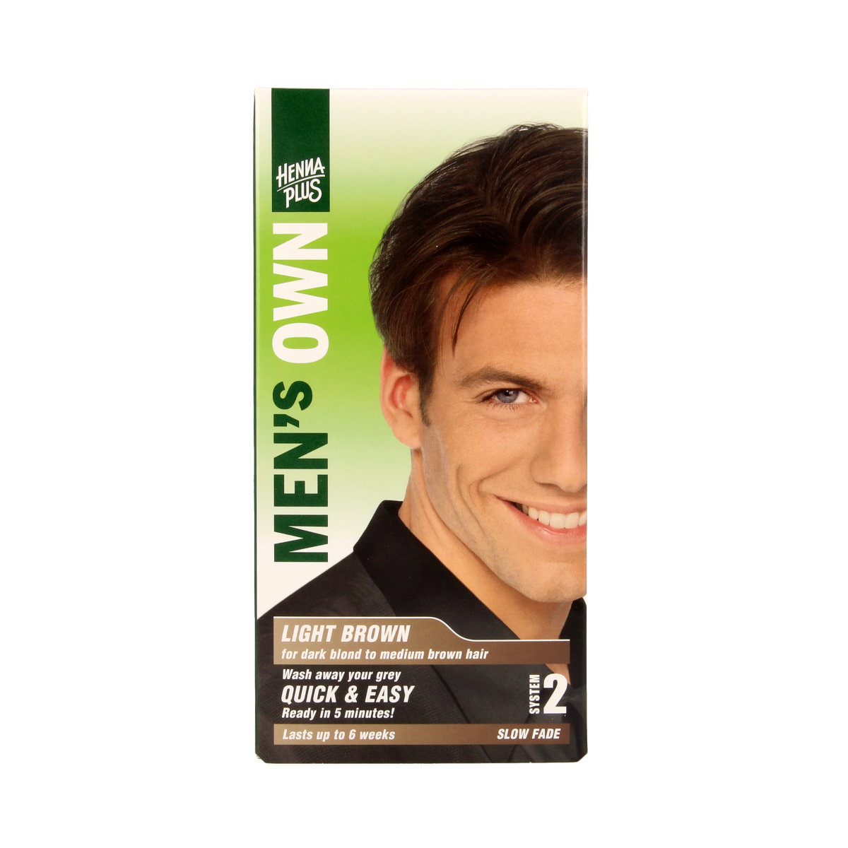 Men's Own light brown hair coloring tube, 80ml, with the brand logo and product packaging visible in the image.