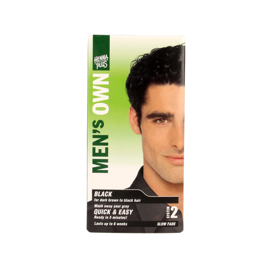 Mens Own black hair coloring cream in 80ml tube, suited for men's hair dyeing, shown in the image.