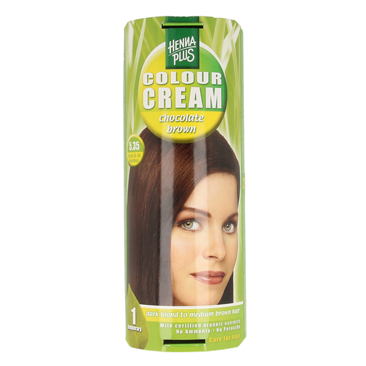 Henna Plus Colour Cream 5.35 chocolate brown hair dye in 60ml tube, ready for hair coloring application