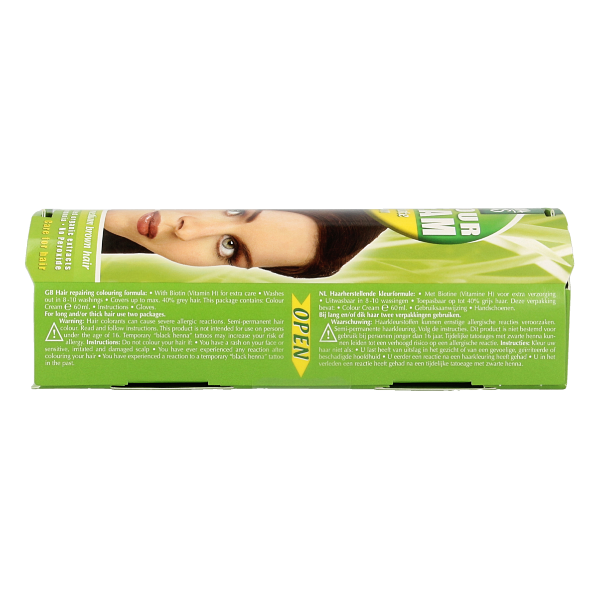 Henna Plus Colour Cream in 5.35 chocolate brown, hair coloring cream in a 60ml tube, natural hair dye for rich brown shade
