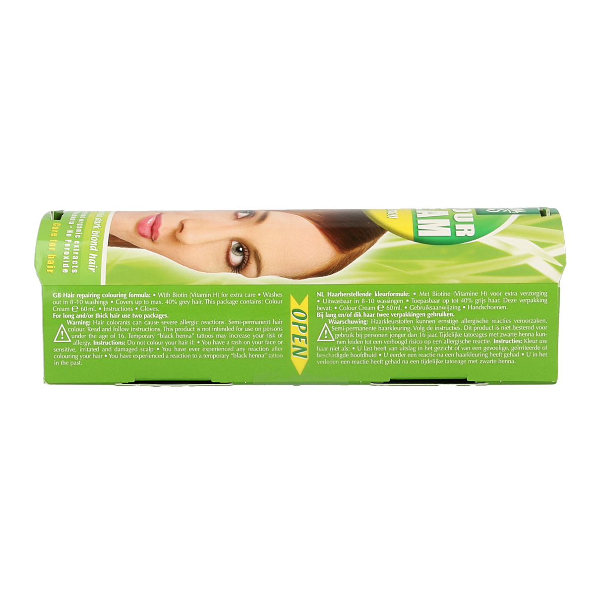 Henna Plus Colour Cream 7.38 Cinnamon hair dye tube, 60ml, with rich cinnamon shade for vibrant hair coloring.