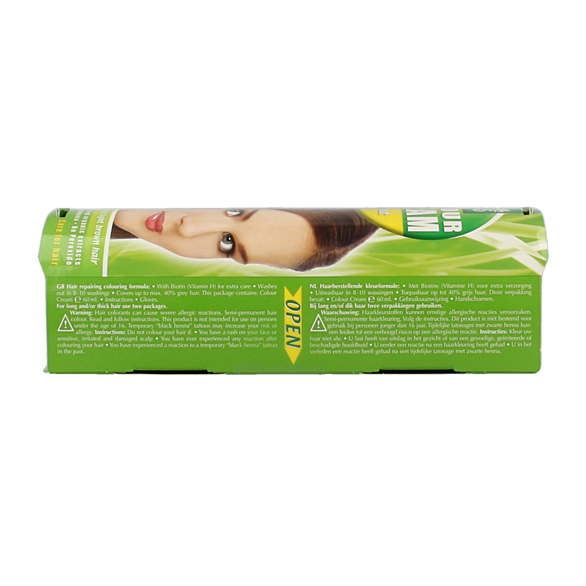Henna Plus Colour Cream 6.35 Hazelnut hair dye in 60ml tube with creamy texture, suitable for hair coloring.