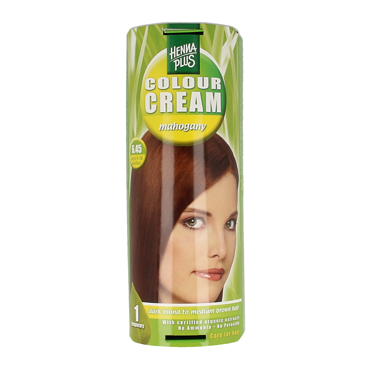Henna Plus Colour Cream in Mahogany, 60ml, for hair coloring with rich, deep reddish-brown shade.