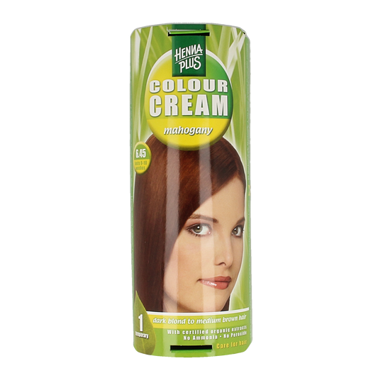 Henna Plus Colour Cream in Mahogany, 60ml, for hair coloring with rich, deep reddish-brown shade.
